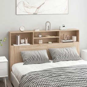 HOMCOM Tăblie independentă cu spații de depozitare, accesoriu de pat 4 compartimente deschise, 160 x 20,2 x 108,2 cm, lemn natural | Aosom Romania