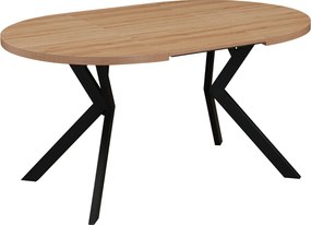 Masă extensibilă de sufragerie, stejar deschis/negru, 100-250x75,5 cm, LUKOS