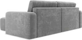 Colțar gri extensibil/cu spațiu de depozitare cu tapițerie din chenille (cu colț pe partea dreaptă/cu șezlong) Kona – Makamii