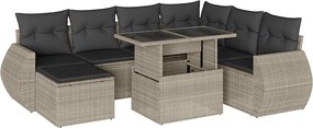 vidaXL Set mobilier de grădină cu perne, 8 piese gri deschis poliratan