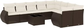 vidaXL Set canapele de grădină cu perne, 10 piese, maro, poliratan