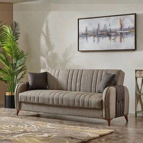 Canapea extensibila cu spatiu de depozitare 220x87x93 cm – stofa maro – Elegance