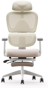 Scaun ergonomic MUSSO E600SE ADAPTIVE, șezut translatabil, cotiere 3D, suport lombar adaptiv, suport picioare, mecanism multifunctional inclinare/blocare, pivotant, Mesh, Bej