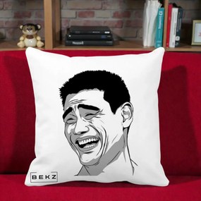 Perna Decorativa Yao Ming Meme, 40x40 cm, Alba Mata, Husa Detasabila, Perna Inclusa, BEKZ®