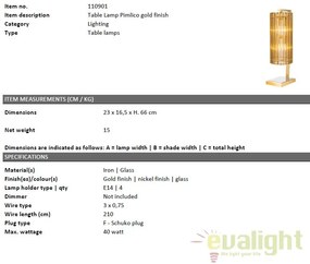 Veioza din metal finisaj auriu design LUX Pimlico 110901 HZ