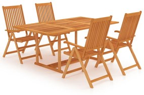 Set mobilier de gradina, 5 piese, lemn masiv de tec Dreptunghiular, 5