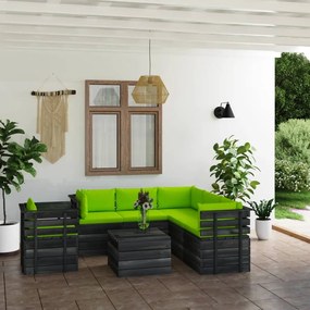 3061922 vidaXL Set mobilier grădină din paleți cu perne, 7 piese, lemn molid