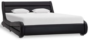 285729 vidaXL Cadru de pat cu LED, negru, 140 x 200 cm, piele ecologică