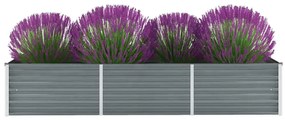 vidaXL Strat înălțat de grădină, gri, 240x80x45 cm, oțel galvanizat