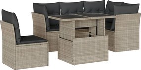 vidaXL Set canapele de grădină cu perne, 6 piese gri deschis poliratan