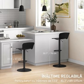 HOMCOM Set 2 Scaune de Bar cu Spătar Ergonomic, 38,5x40x76,5-97,5 cm, Alb | Aosom Romania