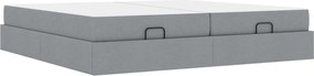 vidaXL Cadru de pat cu saltea cu saltea 2 pcs Gri deschis țesătură
