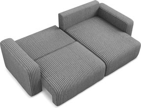 Colțar gri extensibil/cu spațiu de depozitare cu tapițerie din catifea reiată (cu colț pe partea dreaptă/cu șezlong) Kona – Makamii