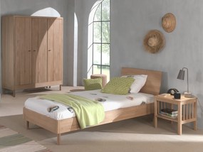 Set Mobilier Camera Copii Forrest Oak, Pat 90x200 cm, Dulap cu 3 Uși și Noptieră, din Lemn de Stejar, Natur – Vipack