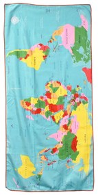 Prosop din microfibră Rex London World Map, 70 x 150 cm, multicolor