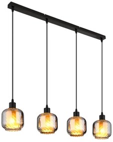 Lustra cu 4 pendule sticla fumurie XIA pentru bucatarie