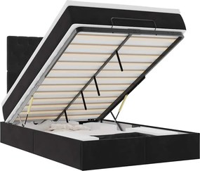 vidaXL Cadru de pat otoman cu saltele, catifea neagră 120x200cm