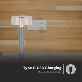 Lampă LED de birou reglabilă, reîncărcabilă, 1W, 5V, 3000K, 1800 mAh, gri