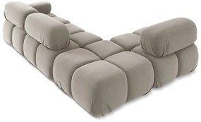 Colțar modular bej cu tapițerie din catifea (cu colț pe partea stângă) Lokua – Makamii