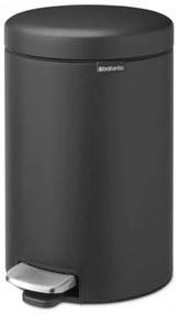 Cos de gunoi cu pedala Brabantia NewIcon 649741, 12 L, Inchidere lina, Baza antiderapanta, Finisaj mineral, Gri inchis