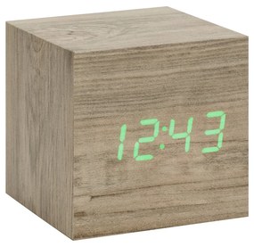 Ceas cu alarmă "Cube Click", frasin / verde - Gingko