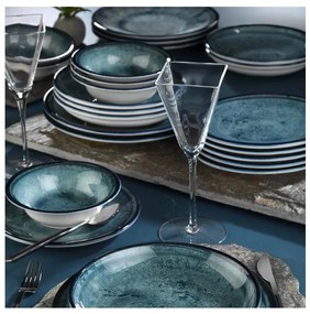 Set de veselă, 18 piese, din porțelan, albastru