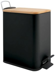 Coș de gunoi negru mat cu pedală din oțel 5 l Erik – Spirella