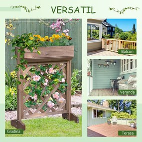 Outsunny Ghiveci Vertical cu Grilă pentru Plante Cățărătoare 68x30x85.5 cm Maro pentru Grădină | Aosom Romania