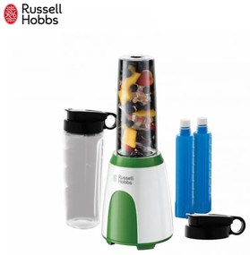 Blender Russell Hobbs Explore Mix & Go Cool 25160-56, 300 W, 600 ml, fără BPA, Otel inoxidabil, Design ergonomic, Alb/verde