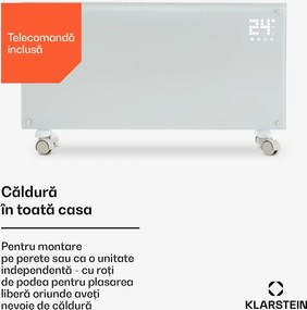 Klarstein Bornholm Încălzitor cu convecție 2000W Afișaj LED 2 trepte de încălzire Alb