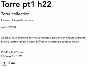 Mini Stalp pentru iluminat exterior Torre pt1 h22 gri