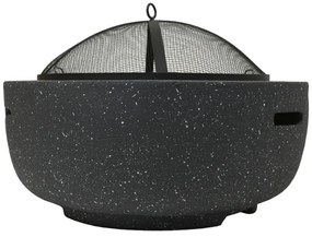Vatră portabilă pe lemn cu grătar, antracit