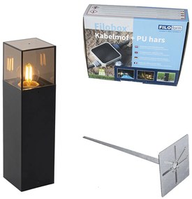 Lampă de exterior cu picior neagră cu abajur fumuriu 30 cm - Denmark