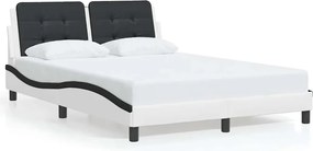 vidaXL Cadru de pat fără saltea, Zadar, alb și negru,140x190cm, piele ecologică