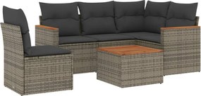 vidaXL Set mobilier grădină cu perne, 6 piese, gri, poliratan
