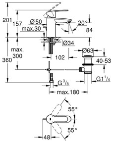 GROHE 3355220E - Baterie pentru lavoar Eurostyle Cosmopolitan, mărime S, crom