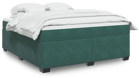 3285302 vidaXL Pat box spring cu saltea, verde închis, 180x200 cm, catifea