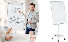 Tabla flipchart magnetica, pe roti, din sticla, 120x90 cm