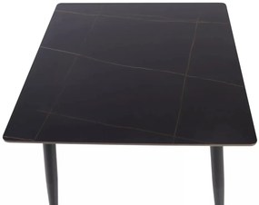 Masa de dining RION 80x80 cm cu blat ceramic, marmura neagra