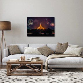 Tablou pe sticlă cu artificii în Asia (70x50 cm)