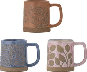 Set de 3 căni vintage din ceramică multicolor, 8x9 cm, „Kayce"