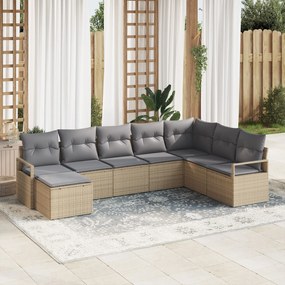 vidaXL Set de canapele pentru grădină 8 pcs Bej Rattan poli