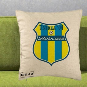 Perna Personalizata Unirea '04 Slobozia Fotbal, 40x40 cm, Bej, Husa Detasabila, Perna Inclusa, BEKZ®