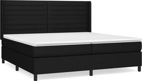 vidaXL Pat box spring cu saltea, negru, 200x200 cm, textil