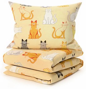 Lenjerie de pat din bumbac CHROMA CATS crem Dimensiune lenjerie de pat: 2 buc 70 x 90 cm | 200 x 220 cm