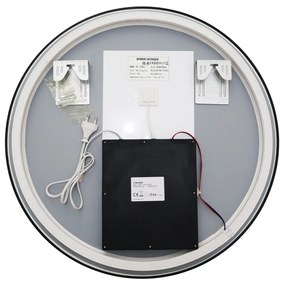 🪞 Oglindă LED cu Touch, Funcție Dezaburire și 3 Tipuri de Lumină – Model J188-60 Smack, Ø60 cm, Ramă Negru Mat