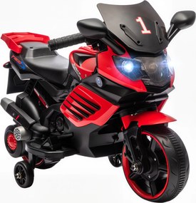 AIYAPLAY Motocicletă Electrică pentru Copii 18-36 luni, 6V, cu Roți Detașabile, Faruri și Melodii, Roșu | Aosom Romania