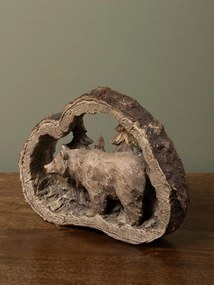 Decorațiune din rășină cu urs în pădure, H16,3 cm