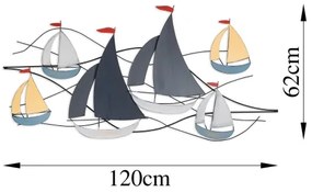 Decorațiune de perete 120x60 cm metal bărci cu vele