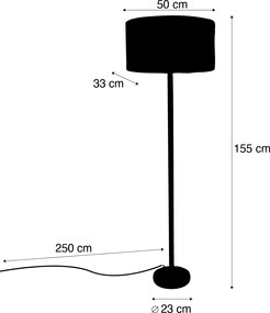 Lampă de podea din lemn cu abajur oval din in alb 50cm - Mels